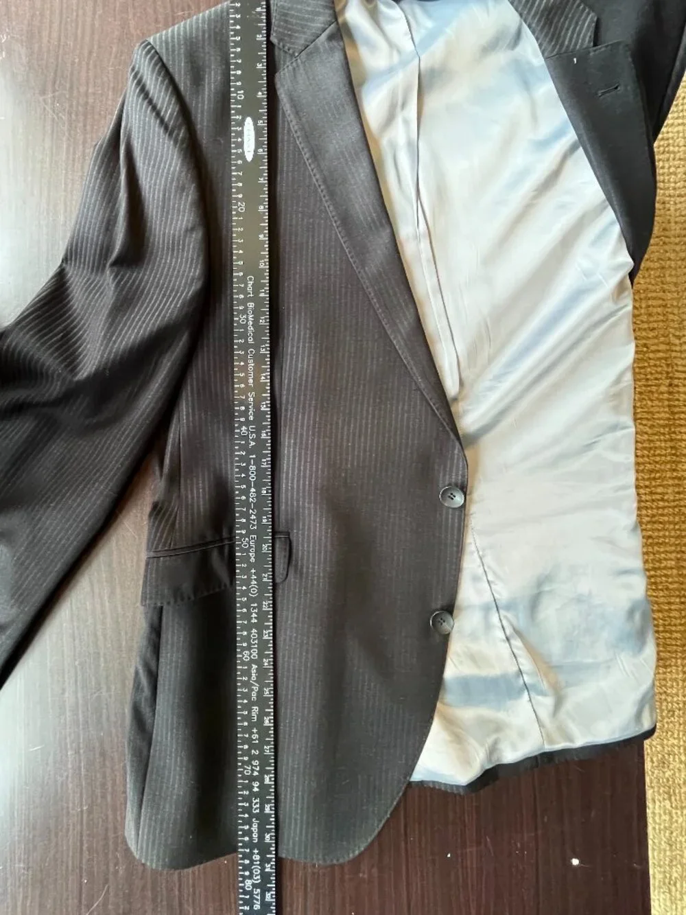 Men's Black Pinstriped 2-Pc Business Suit EU Size 27 (US 44 Short / 44S) Mint